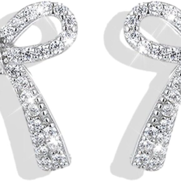 Jewelry - Bow Earrings for Women Trendy Sparkly Rhinestone Chain Tassel Earrings Bow Pearl
